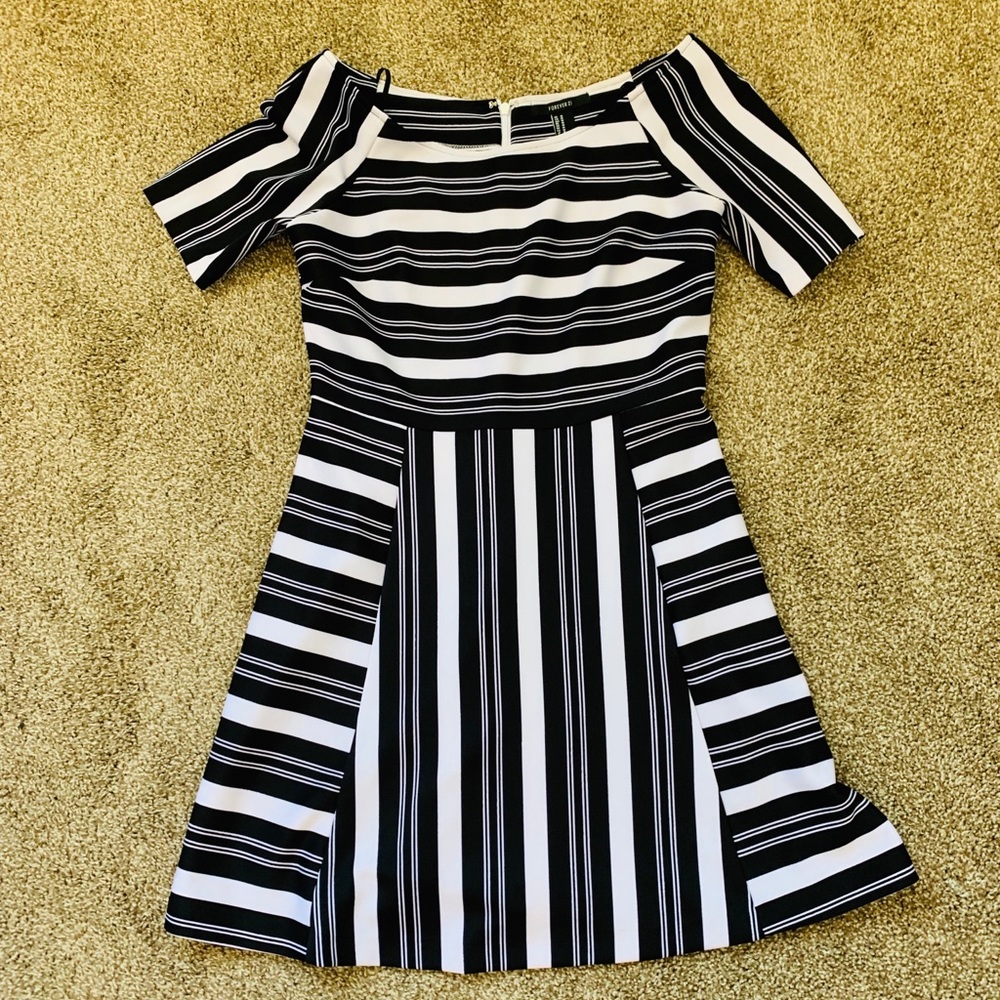 Black and White Striped Dress Horizontal